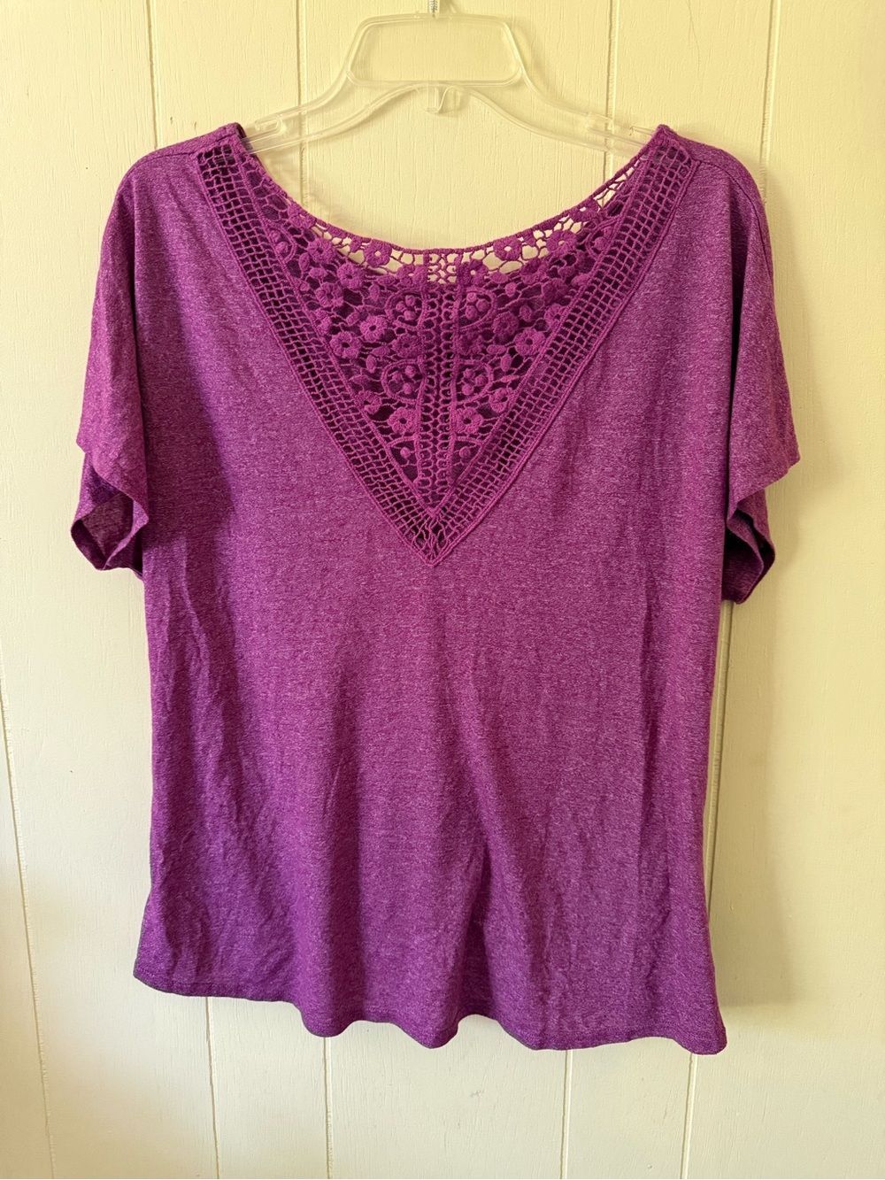 Apt. 9 Heathered Purple Twist-Hem Short Sleeve Top - Picture 2 of 6